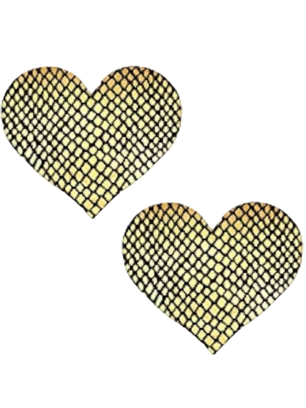 Gold Fishnet Heart Nipple Pasties Black Festival Rave Adhesive Covers